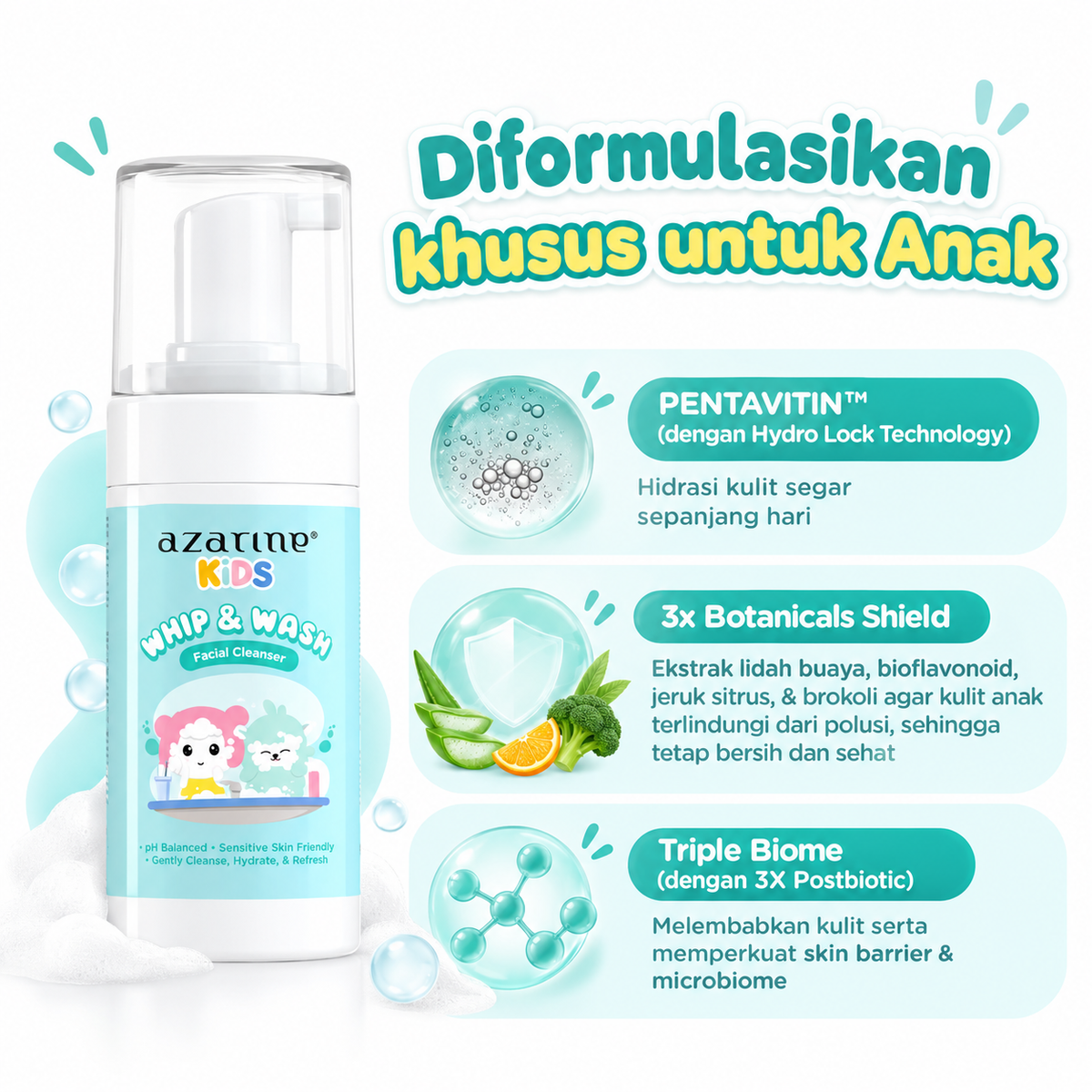 Azarine Kids Whip And Wash Foaming Face Wash [100 ml]